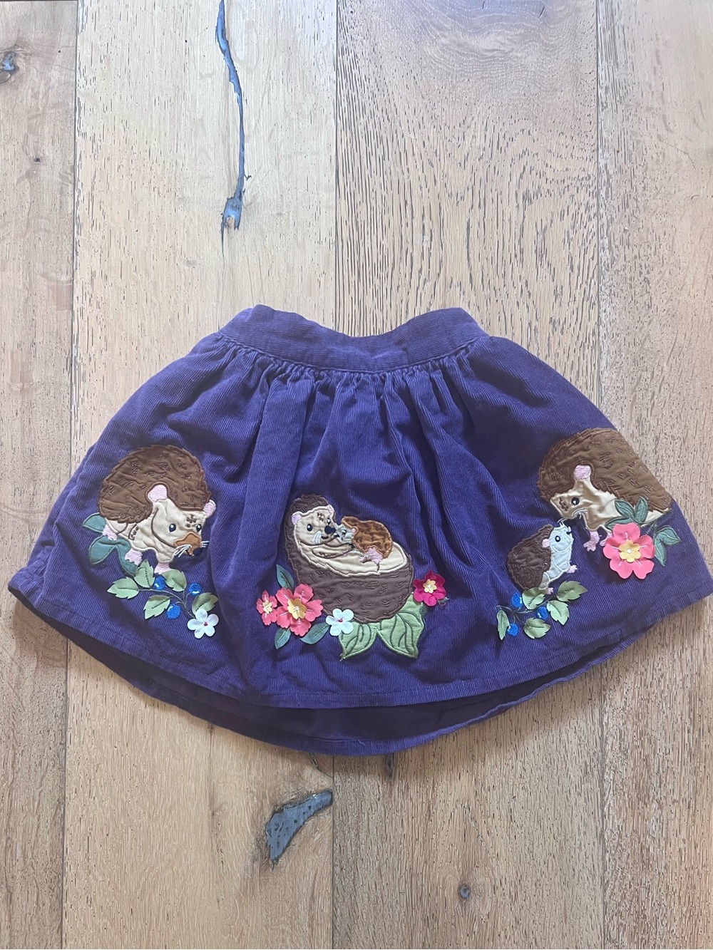 Mini Boden Purple Corduroy Hedgehog Skirt Size 2-3 yrs